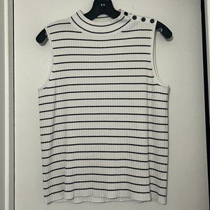 Sleeveless Mock-Neck Striped Top